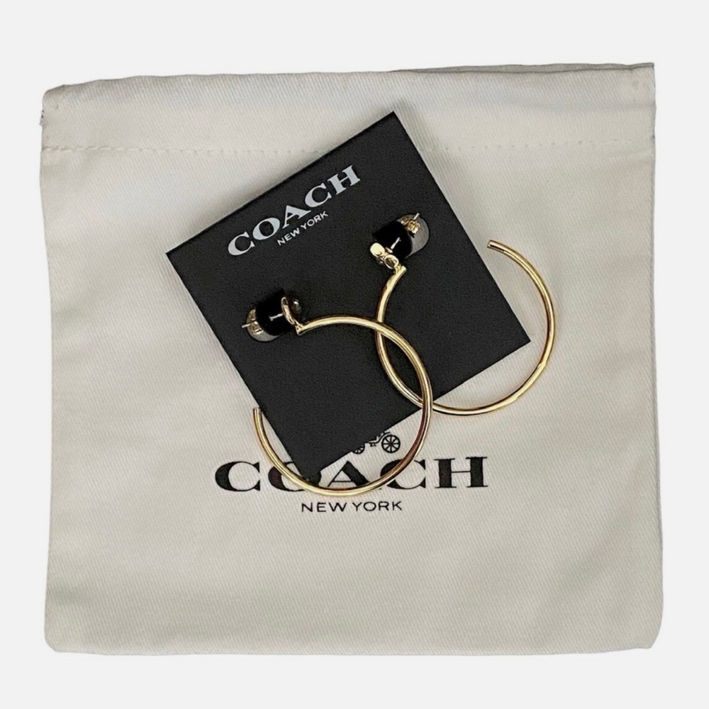 Coach Shiny Gold Open Hoop Earrings